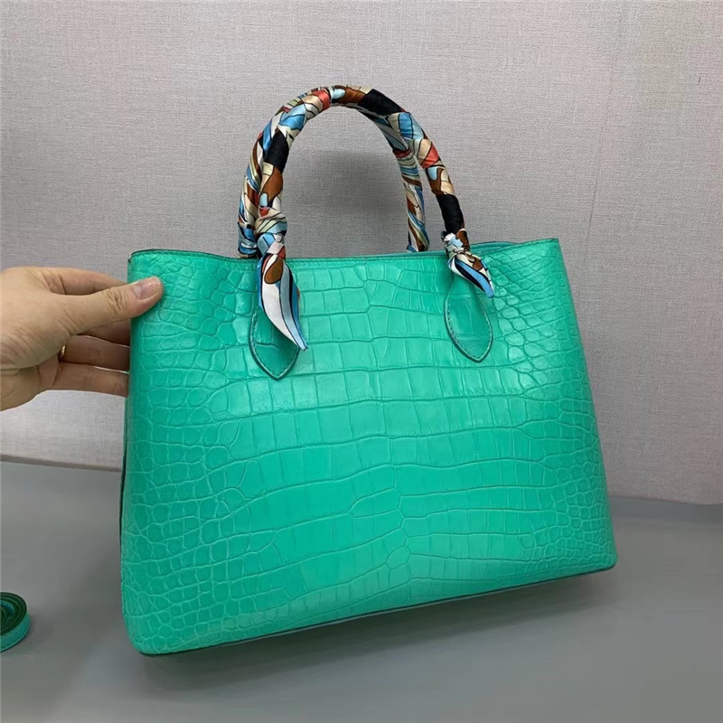 Authentic Crocodile Belly Skin Women Totes Purse Female Handbag Genuine Alligator Leather OL Lady Large Shoulder Bag