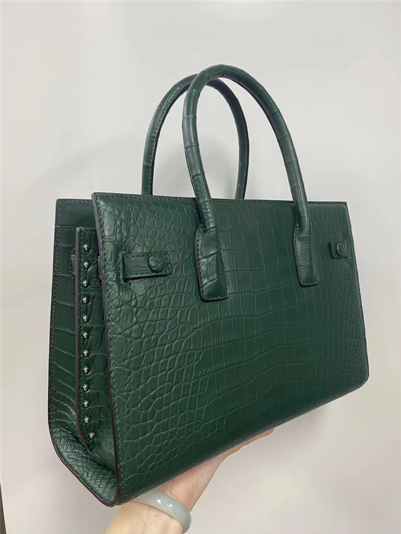 Authentic Crocodile Belly Skin Women Purse OL Lady Working Handbag Genuine Alligator Leather Female Large Shoulder Bag