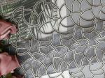 Grey Allover Cutwork Geometric Embroidered Lace Fabric
