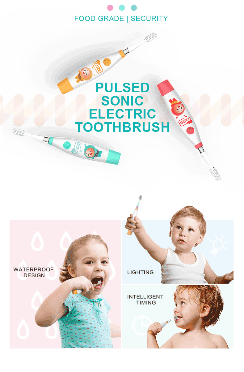 Kids Cartoon Replacement Electric Toothbrush Waterproof With Dupont Bristles