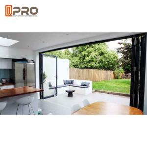 Quality Black Color Aluminum Entrance Folding Glass Doors Heat Insulation glass door folding French folding door slide and fold wholesale