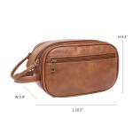 Water Resistant Mens PU Leather Travel Zipper Bag
