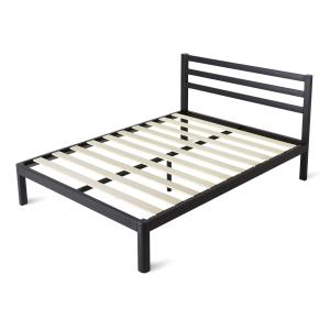 Quality Black Wooden Slat Bed Frame 0.6-1.5mm Thick Steel Pipe With Headboard wholesale