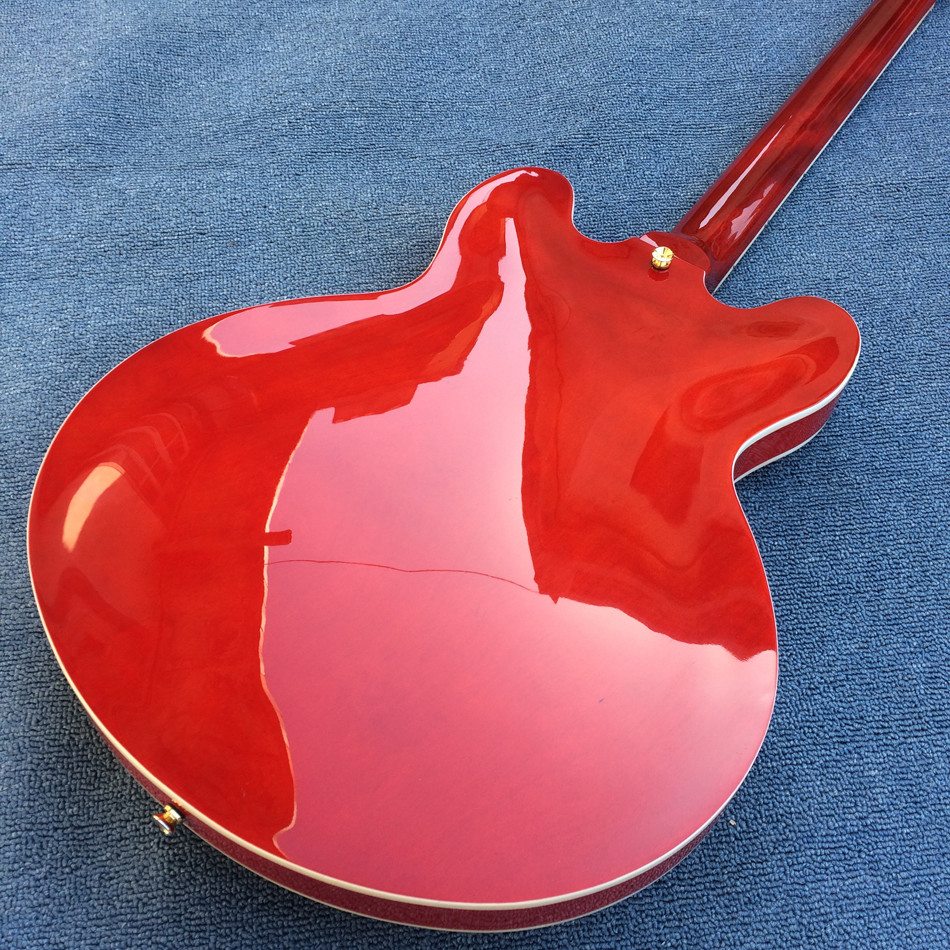 High-quality hollow body jazz electric guitar, Double F holes Red body and back electric guitar