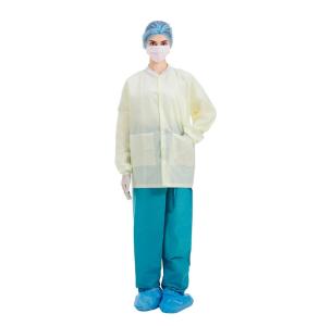 Quality CE FDA Knit Cuffs Disposable Lab Coats GB15979-2002 wholesale