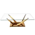 Unique Square Dining Table Metal Base Tempered Glass Top For Dining Room