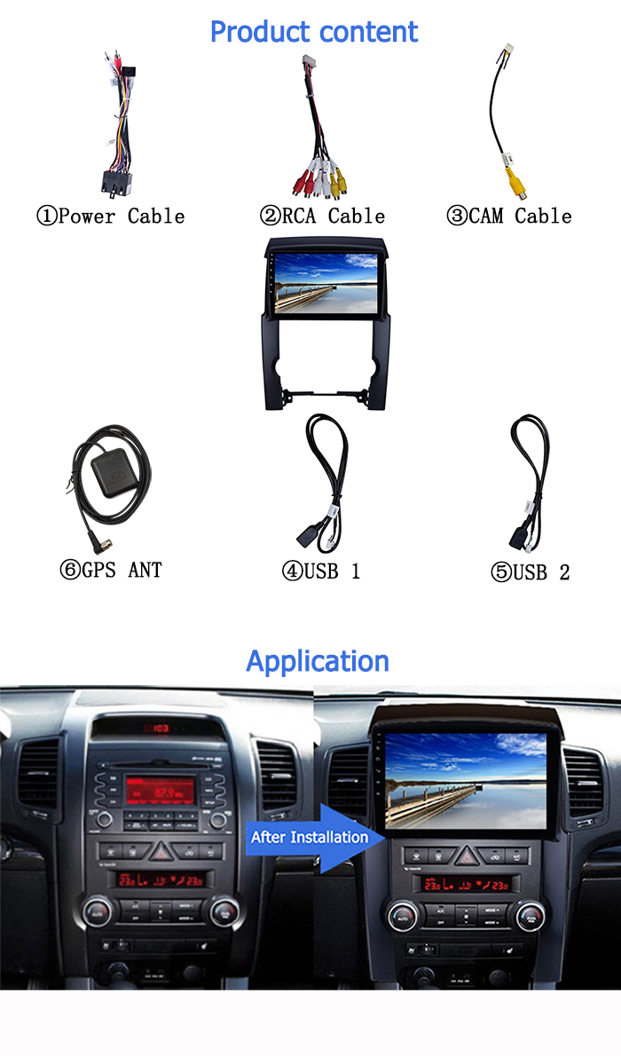2 Din Android 9.0 Car Radio For KIA Sorento 2009 2010 2011 2012