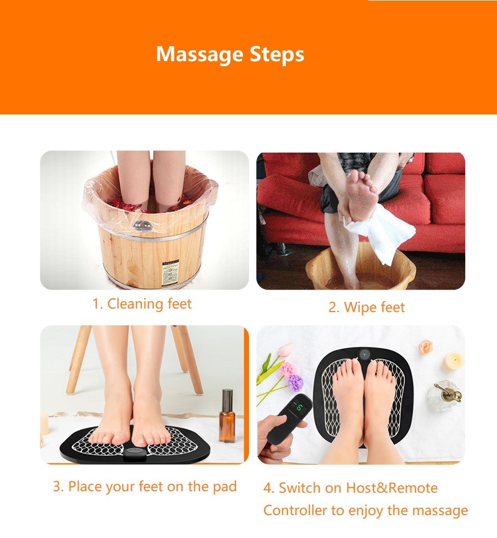 Muscle Toning Pad Electric EMS Foot Massager Customizable TENS Pulse OEM