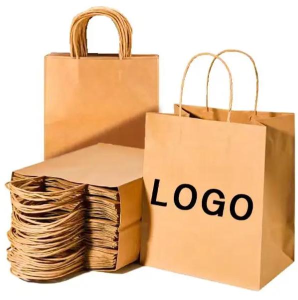 Kraft Paper White Cardboard Custom Logo Paper Bags Silk Screen Leather Rope