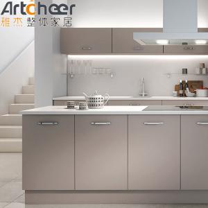 Quality High Gloss White Kitchen Cabinet Set With Laminated Bullnose Countertop wholesale
