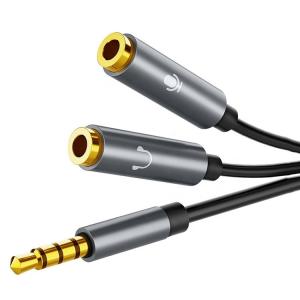 Quality Y Splitter 4 Poles Stereo Mic 1 Male to 2 Female 3.5mm Jack Audio Cable for Headset Earphone wholesale