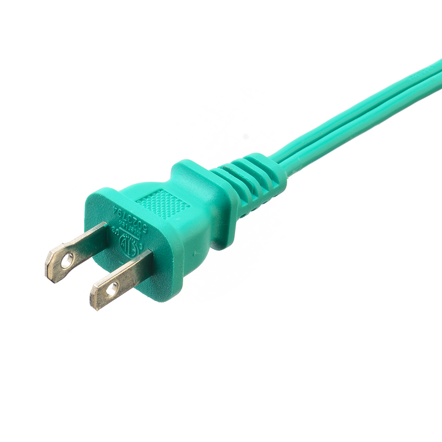 3 Outlet Extension Cord with Green PVC Jacket Material SPT-2 14/2 AWG 6FT/12FT 2 Prong Power Strip and Safety Cap Cover