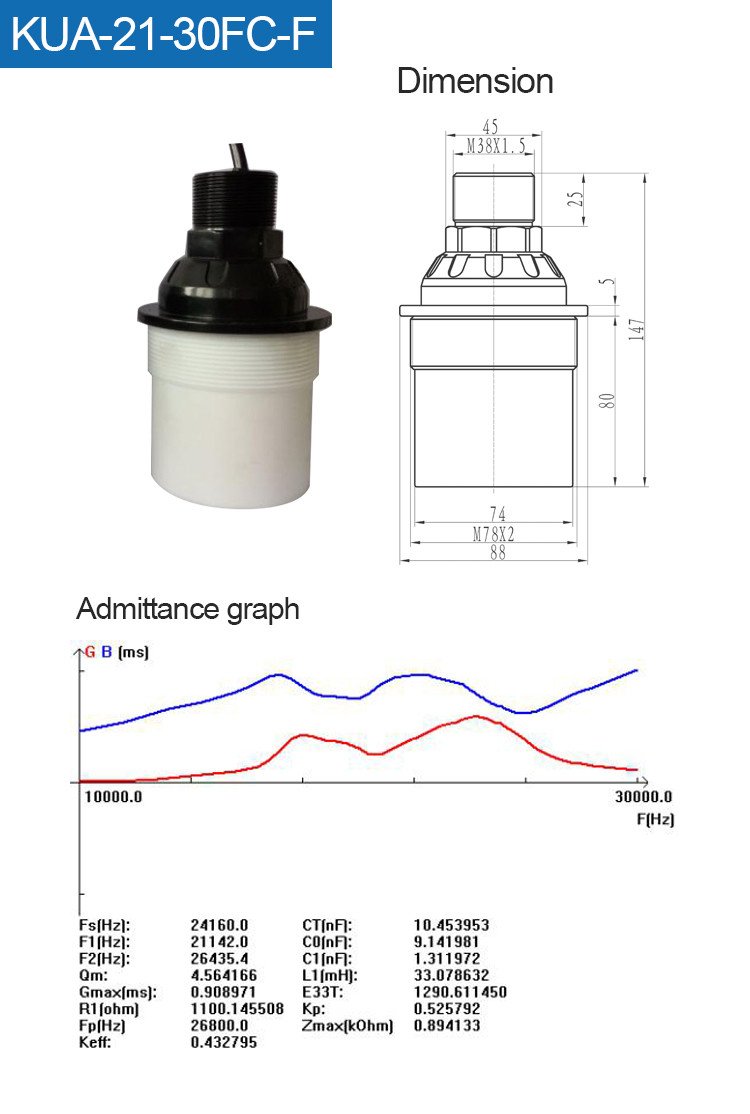 Waterproof Ndt Ultrasonic Transducer Sensor Probe Sonicator For Transportation with pressure ≤3kg or 0.3MPa