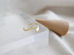 Lanciashow 925 Sterling Silver Gold Plated Jewelry Open Ring Irregular Wavy