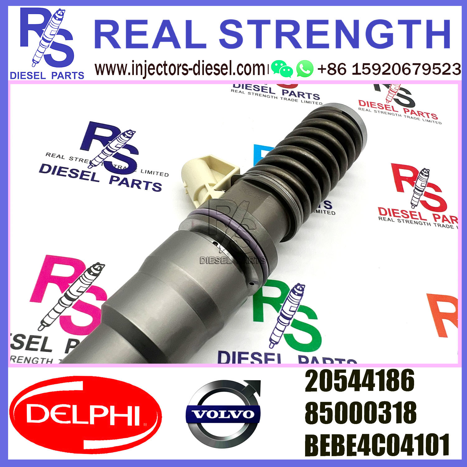 DELPHI 2pin injector 20544186 85000318 BEBE4C04101 Diesel pump Injector V-O-L-V BEBE4C04101 E1 for V-O-L-V 16 LITRE TRUCK