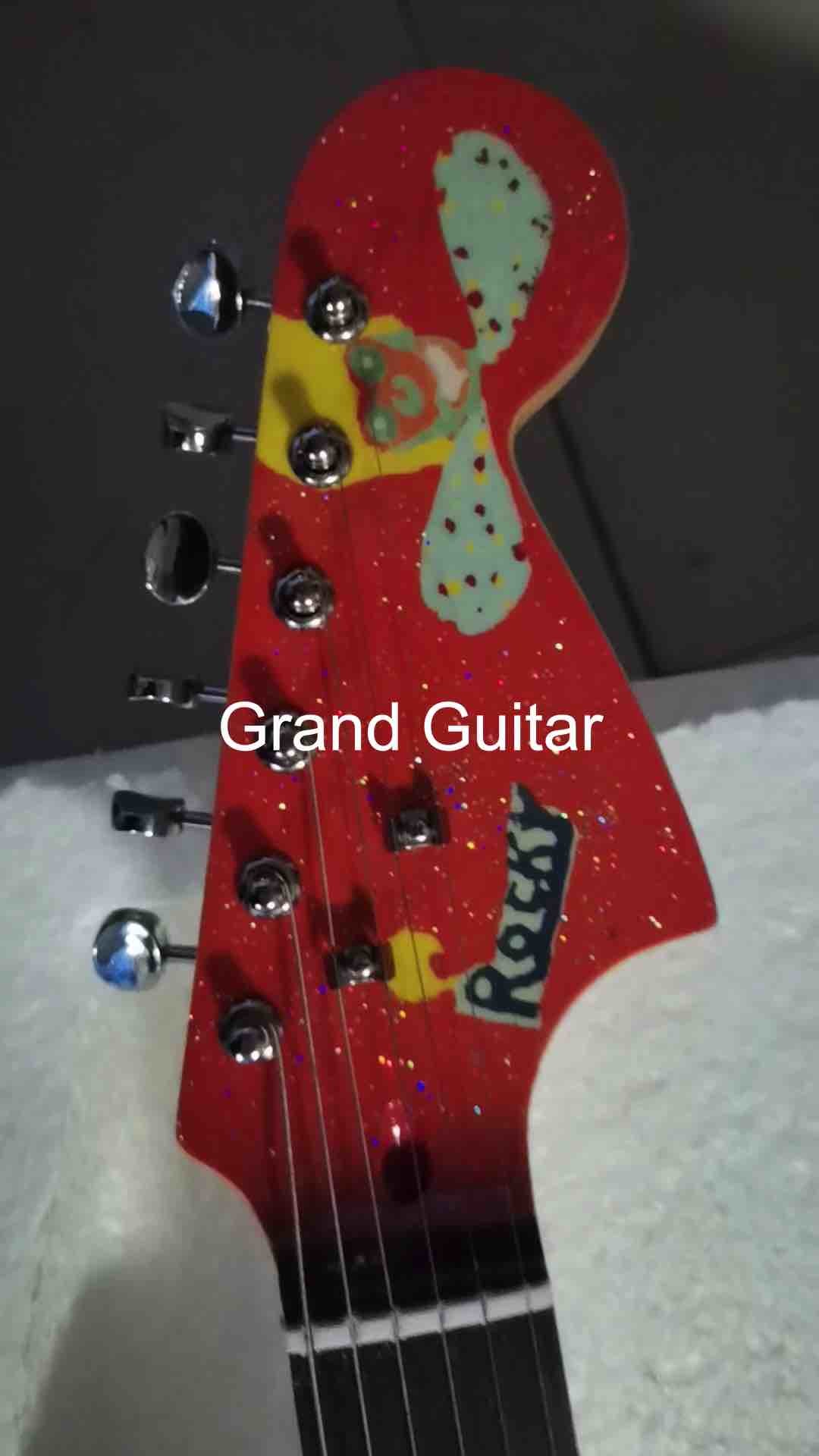 Custom Grand George Harrison Rocky Electric Guitar Accept Guitar and Bass with Colorful Pickups OEM