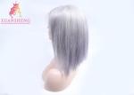 Colored Grey Human Hair Lace Front Bob Wigs , Virgin Human Hair Wigs
