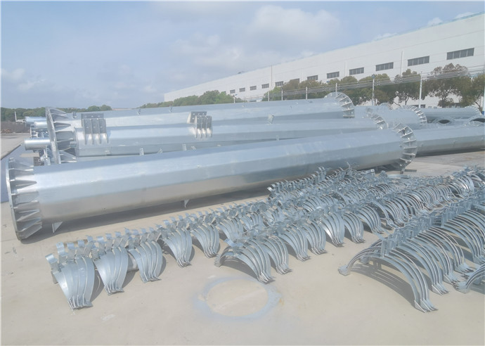Polygonal Transmission Line Electrical Galvanized Steel Pole Q345 Customized