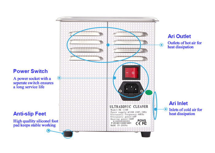 Stainless Steel Mechanical Ultrasonic Cleaner 60W 1.3 Liter For Dentist Office