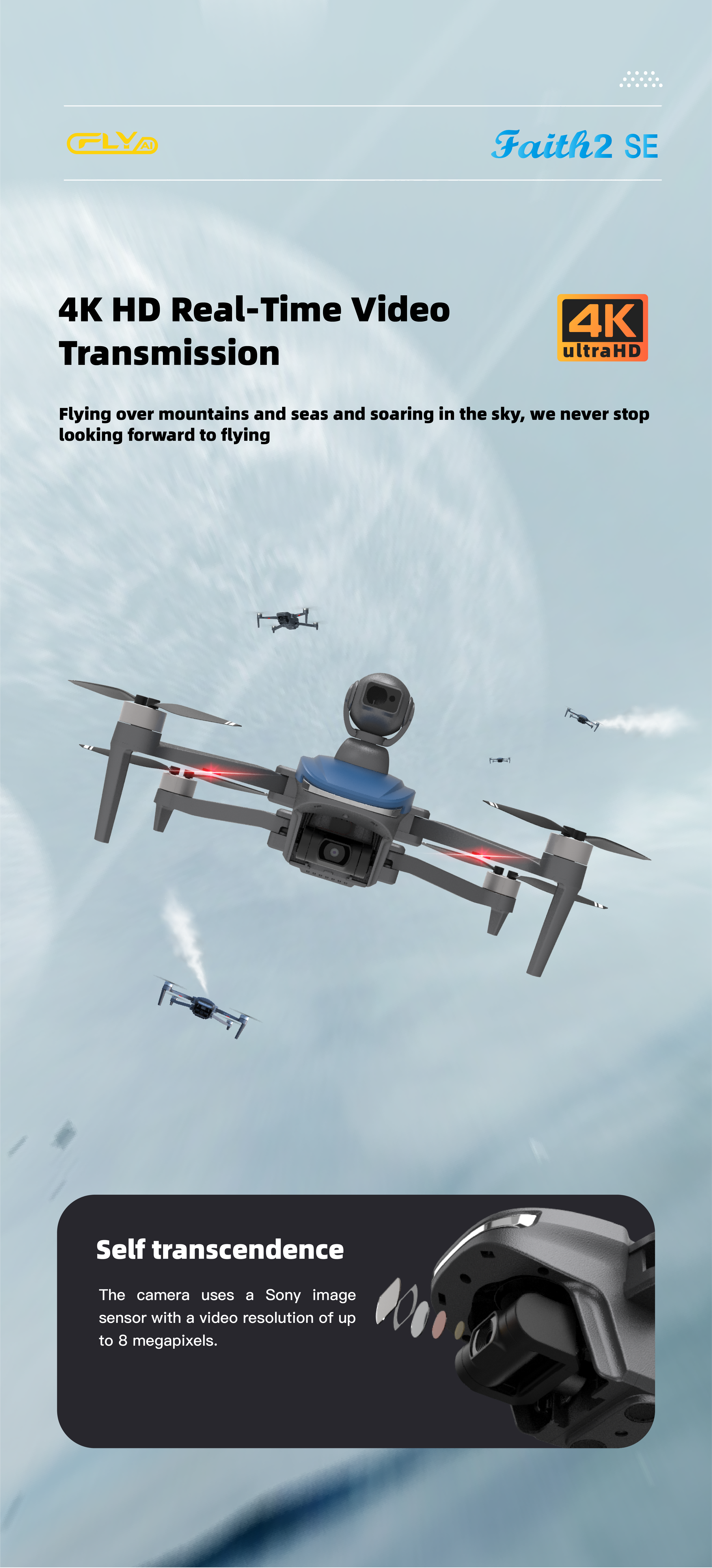 186*58*112 mm C-fly Faith 2 Se 3km Dual 4k Camera Hd Drones Brushless Radio Control Gps Obstacle Avoidance Professional Drone