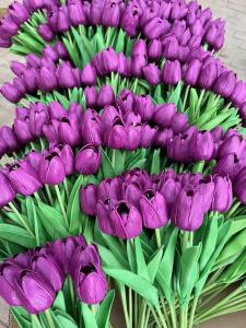 Quality Best sell Wedding Decorative PU Real Touch Tulip Rose Flowers Tulips Artificial Flower wholesale