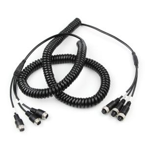 Quality Stretchable 4PIN Black 3 To 3 Aviation Spring Extension Cable Car Camera Accessories FCC wholesale