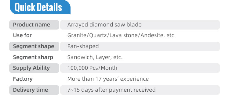 Roof Top Arix Diamond Segment and Saw Blade for Granite Slab Tile Cutting Grade A-Grade