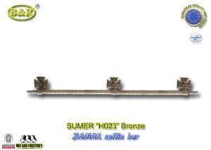 Quality H023 metal coffin long bar made of zamak zinc herrajes de ataudes 1 meter with 3 bases wholesale