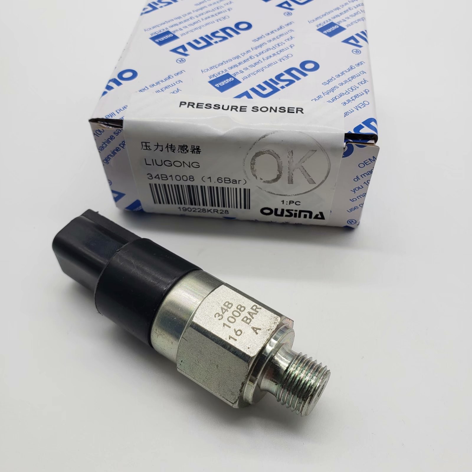 OUSIMA 34B1008 Excavator Parts Pressure Switch For LIUGONG 34B1008(1.6 Bar)