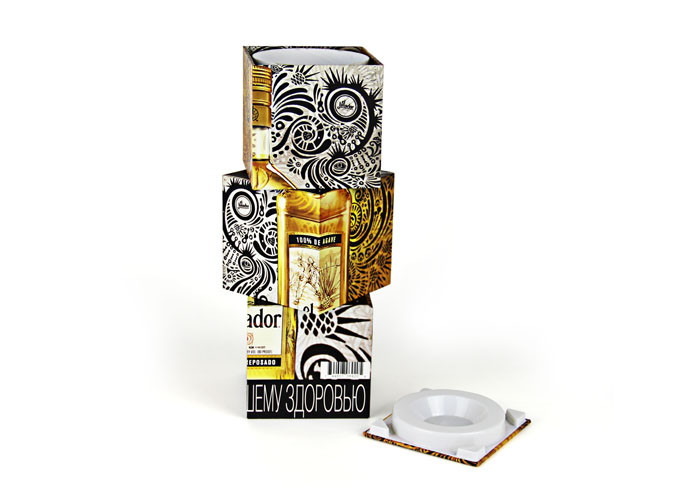 Customized Square Recycled Paper Gift Boxes , Movable Cylindrical Tubes Wine Packaging