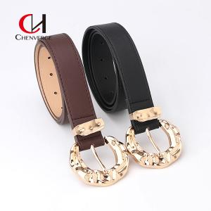 Quality ODM Ladies Leather Belt Personality Gold Sense Zinc Alloy Metal Buckle PU Belt wholesale
