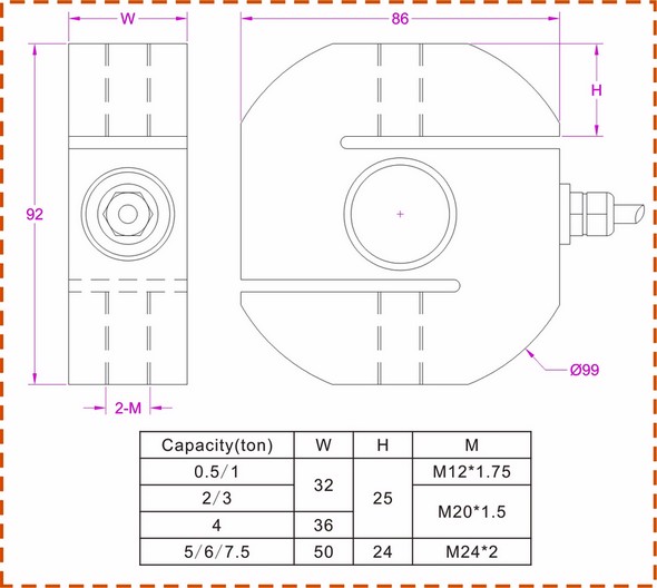 2000kg S-type load cell 1000kg
