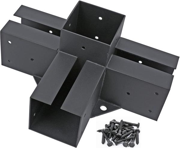 4-Way Right Angle Corner Brackets Flange Anchor Bases Stainless Steel Pergola