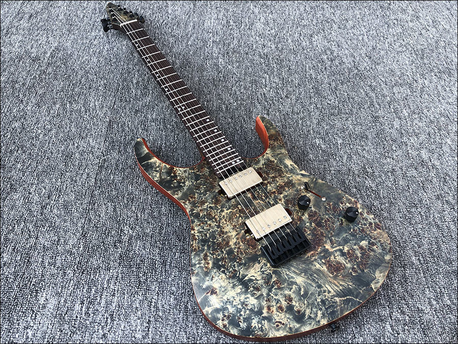 Custom Earts Electric Guitar with African Mahogany Body Black Hardware