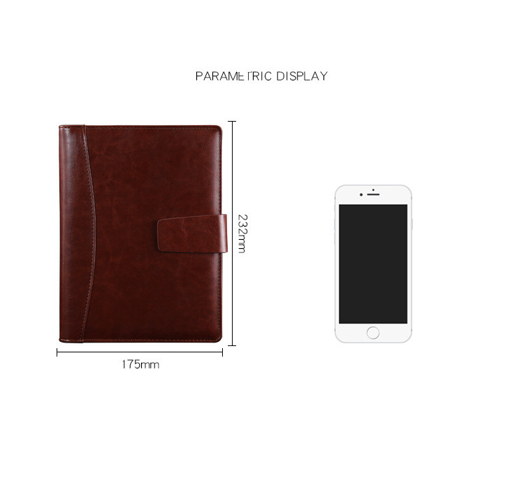 Simple Business Leather Notebook Gift Set with 5 Loose-leaf Notebook and Diary Notebook
