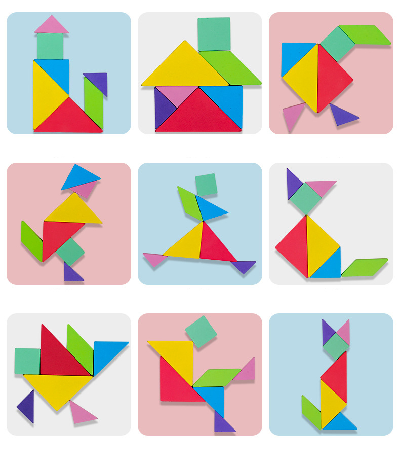 Jigsaw Puzzle Baby Developmental Toys Wooden Tangram Magnetic Puzzle Toys