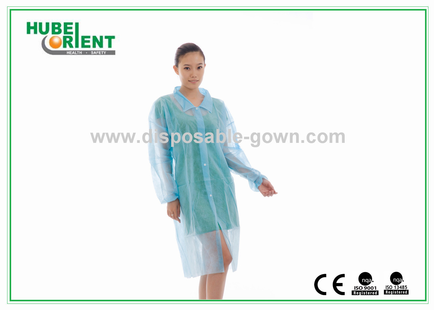 Disposable PP/Non-Woven/SMS/tyvek lab coat With Snaps For Hospital Nursing