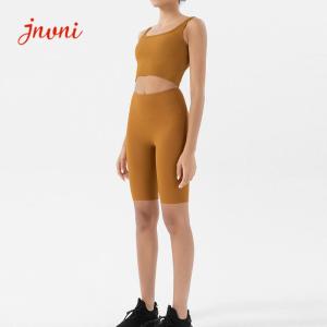 Quality 210gsm Yoga Activewear Sets Ribbed Two Piece Biker Short Sets wholesale