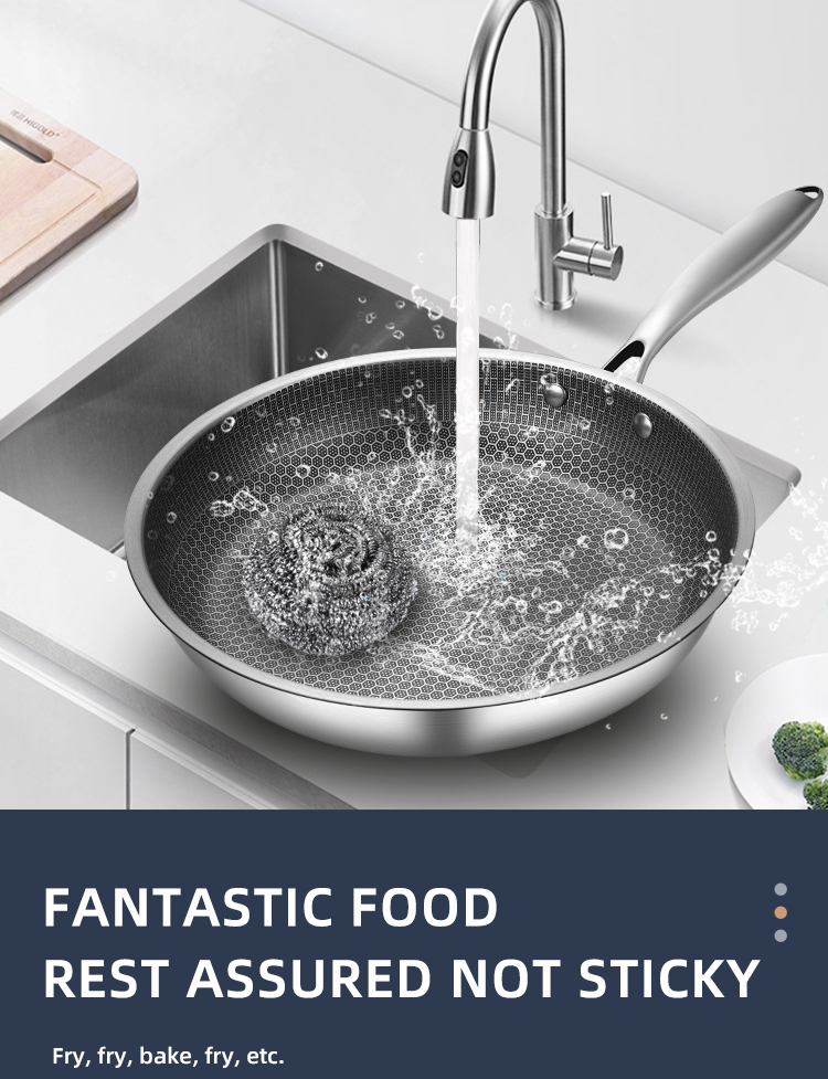 Honeycomb Nonstick Fry Pan Stainless Steel For Home Kitchen