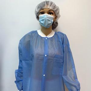 Quality Medical Disposable PP Non-woven Lab Coat with Cuffs wholesale
