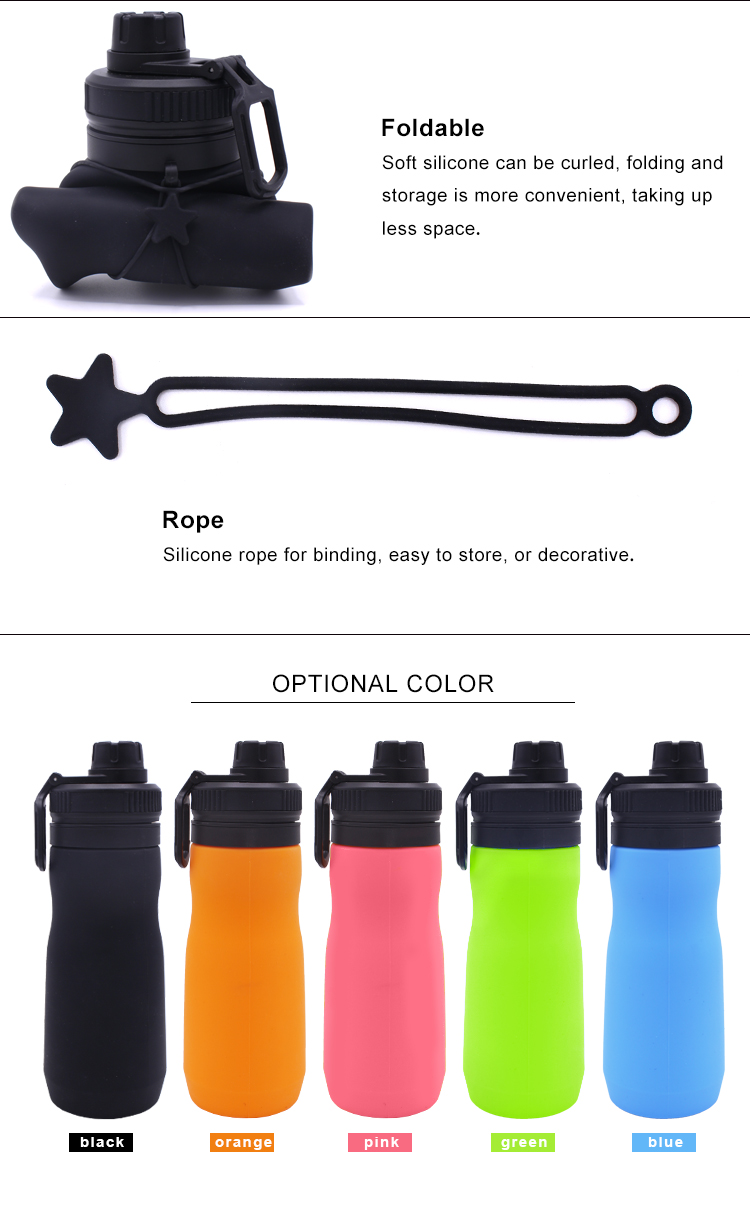 simple modern usa drinkware Collapsible Silicone Water Bottle manufacturers with marking