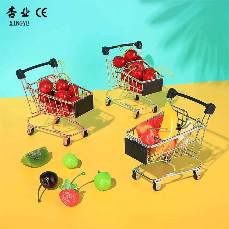 Mini Supermarket Accessories Kids Metal Shopping Cart Cute Baskets
