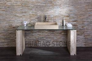 Quality Rectangular Natural Rock Small Vessel Sink , Rock Marble Bathroom Sink Bowl wholesale