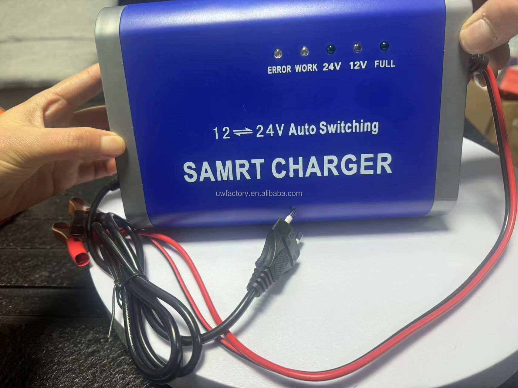 Smart Watch Compatible 12V 10A 24V 5A Motorcycle Battery Charger with LCD Display Made of PC Fireproof Material