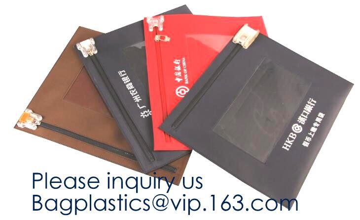 Zipper Vinyl PVC Leather Bank Deposit Bags Bank Deposit Bag With Key Ring,Locking Courier Bag 1000 Denier Nylon Combinat