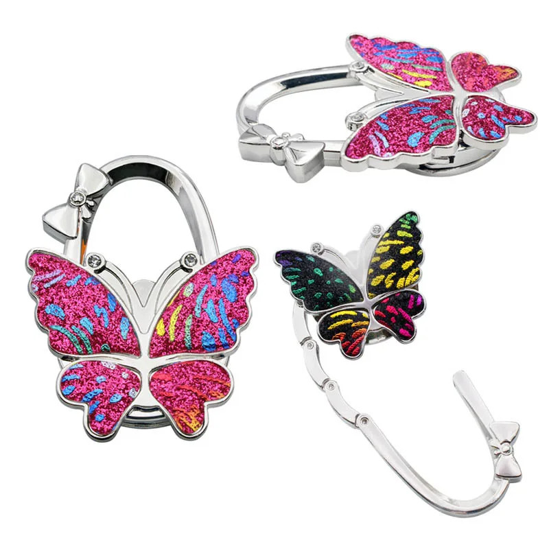 Personalise Bag Hanger Colorful Butterfly Table Hook Custom Logo Portable Purse Hook