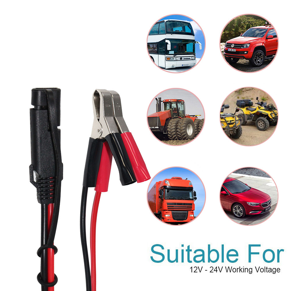 SAE To Alligator Clips Solar Power Cable 2Pin Connector 1.5ft Length