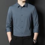 Men's Business Plaid Stripes Shirts in 100% Cotton with Long Sleeve and Free