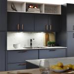 Country Kitchen Cabinets Matte Face Blue Color Tall PVC Kitchen Cabinet