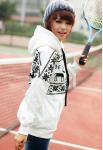Long Sleeve Women / Ladies Hooded Sweatshirts , Red / White